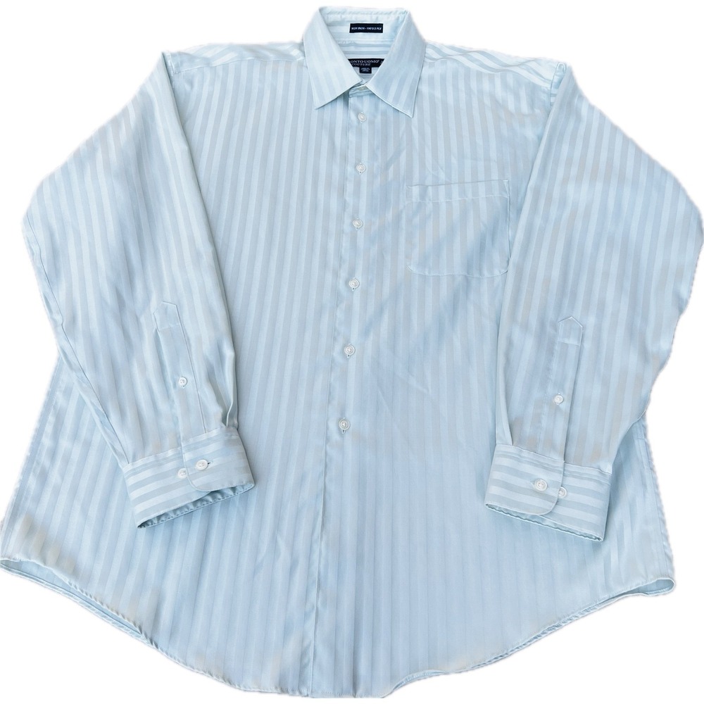 Pronto Uomo Couture 16 1/2 34-35 Non-Iron 100%Cotton Dress Shirt Pale Mint Green